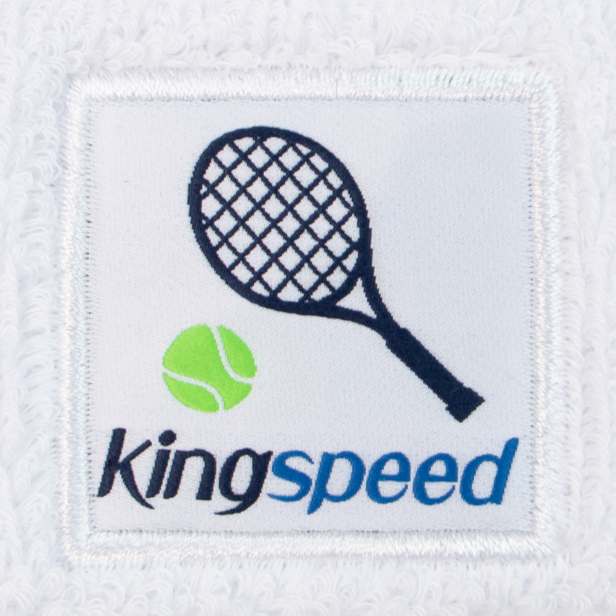 Woven patch with embroidered edges for sweatband sets